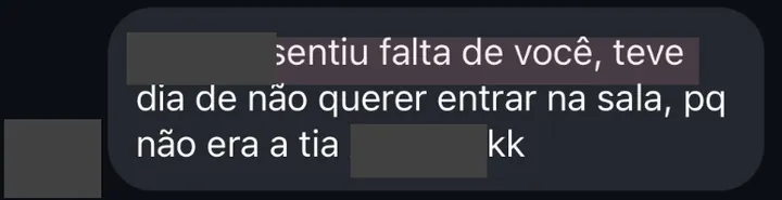 Print anonimizado: sentiu falta de você