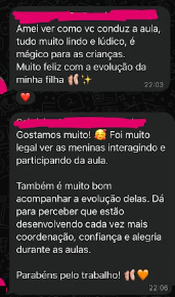 Print anonimizado: Muito feliz com a evolução da minha filha